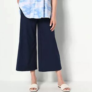 Studio Park Navy Blue Wide-Leg cropped Women's Pants Sz 2X Petite